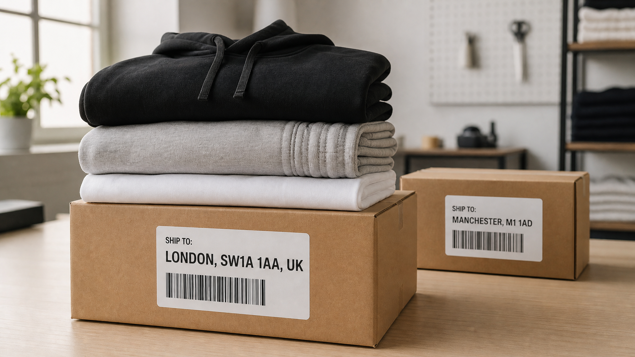 Custom sportswear, manufactured and delivered to the UK.