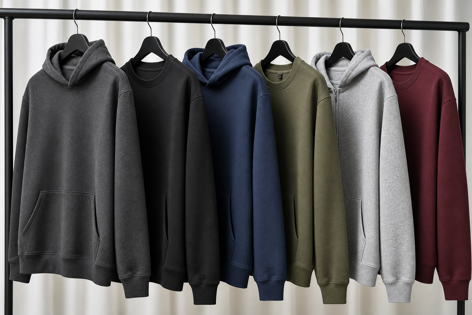 Blank hoodie color range — 20+ Pantone-matched stock colors