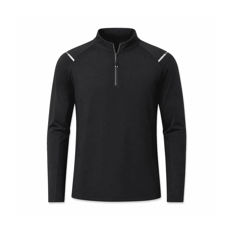 Shoulder-Accent Quarter-Zip Performance Top — 88% Polyester / 12% Spandex