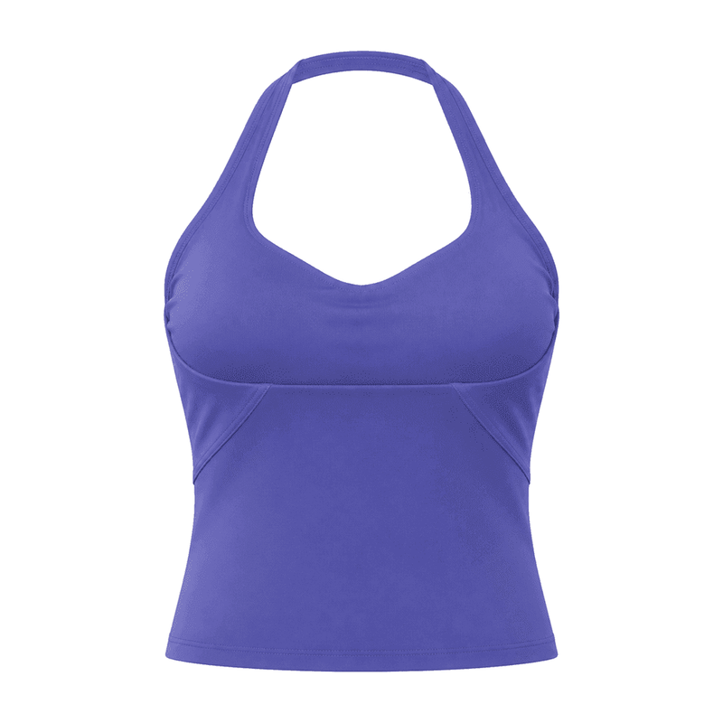 Deep U-Neck / Halter Open-Back Sports Bra (Light) — Nylon 76% / Spandex 24%