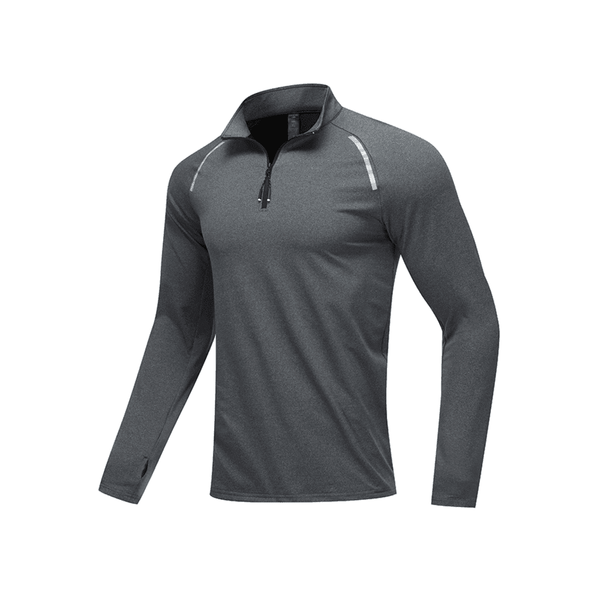 Men's Quarter-Zip Long-Sleeve Running Top — Polyester 90% / Spandex 10%