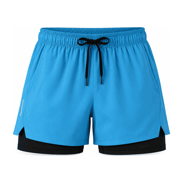 2-in-1 Reflective Running Shorts — 95% Polyester / 5% Spandex