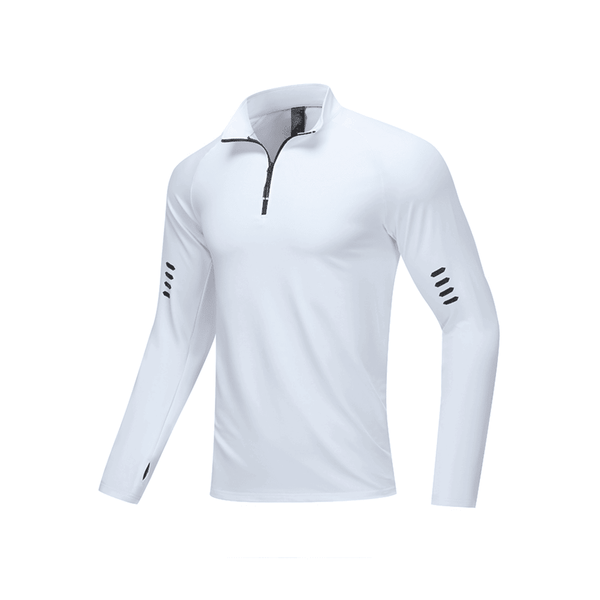 Men's Quarter-Zip Long-Sleeve Running Top — Polyester 90% / Spandex 10%
