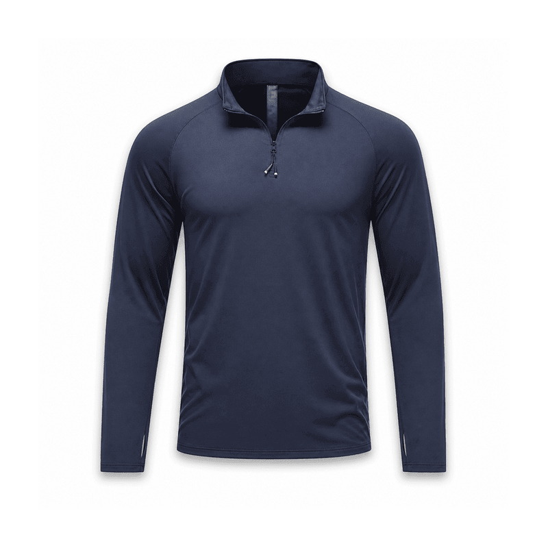 Men's Quarter-Zip Long-Sleeve Running Top — Polyester 90% / Spandex 10%