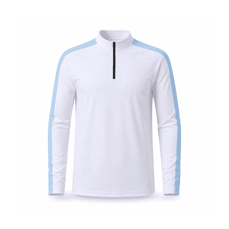 Contrast-Sleeve Quarter-Zip Training Top — 88% Polyester / 12% Spandex