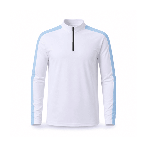 Contrast-Sleeve Quarter-Zip Training Top — 88% Polyester / 12% Spandex