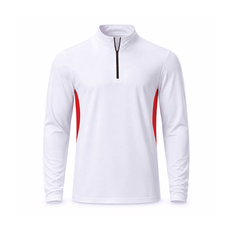 Contrast-Side-Panel Quarter-Zip Training Top — 88% Polyester / 12% Spandex