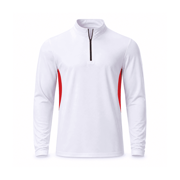 Contrast-Side-Panel Quarter-Zip Training Top — 88% Polyester / 12% Spandex